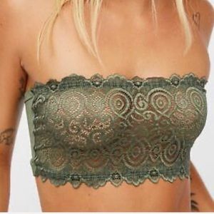 NWT Free People Green Lace Reversible Bandeau